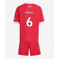 Stroje piłkarskie Liverpool Milos Kerkez #6 Koszulka Podstawowej dla dzieci 2025-26 Krótki Rękaw (+ szorty)